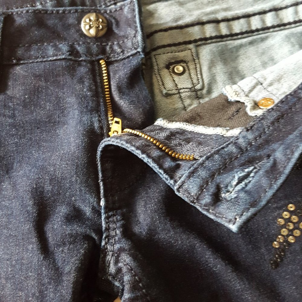 Miss Me Dark Wash Low Rise Sequin Super Skinny Jeans - Picture 5 of 6